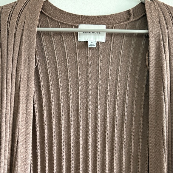 Pink Rose Taupe Ribbed Cardigan - Picture 2 of 6